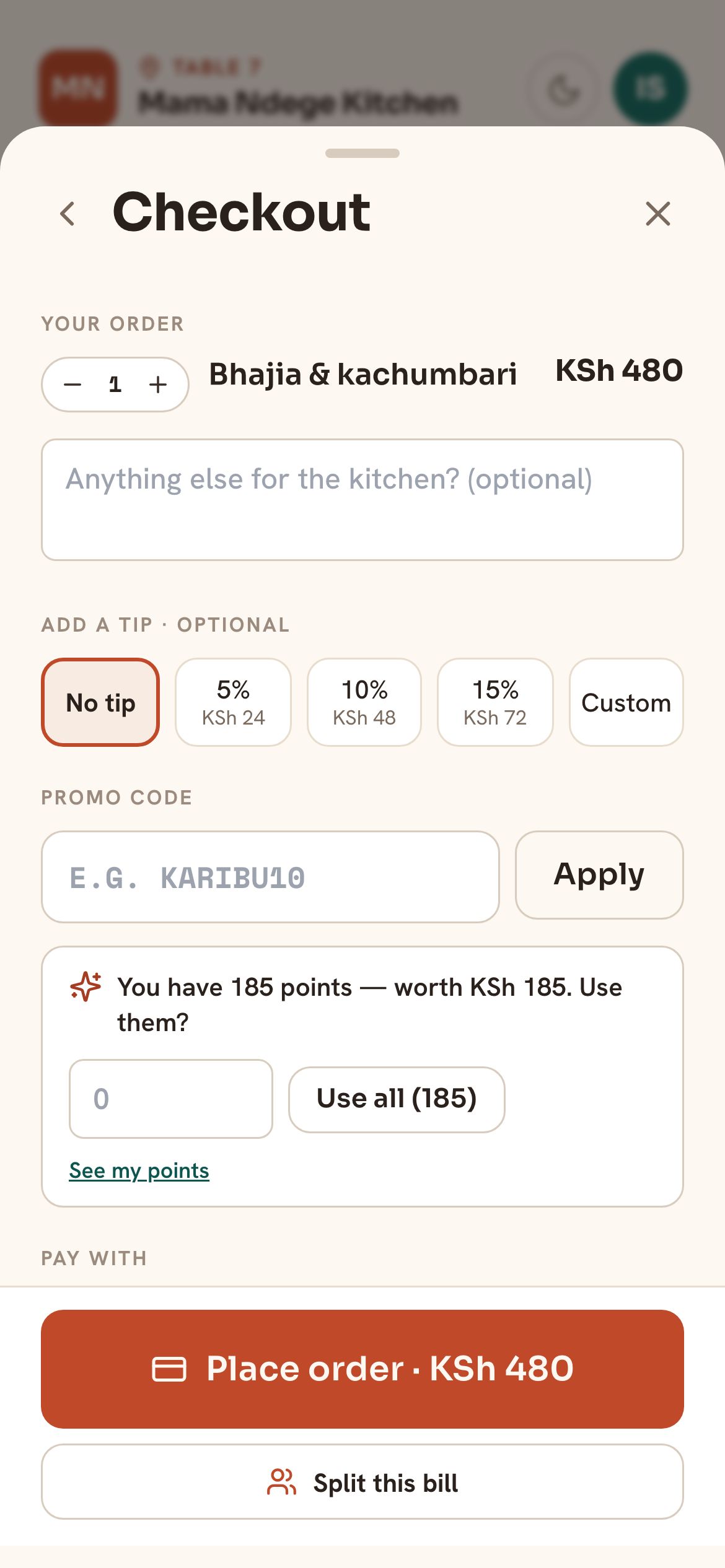 Points at checkout
