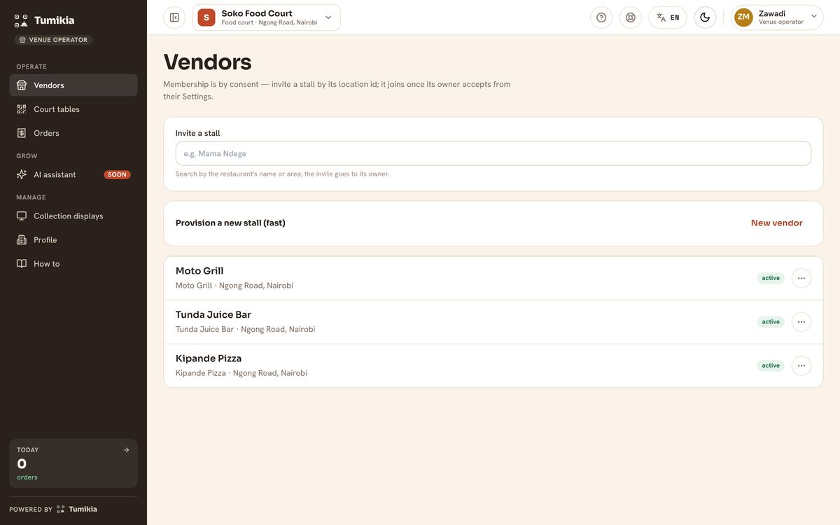 Stalls in the court
